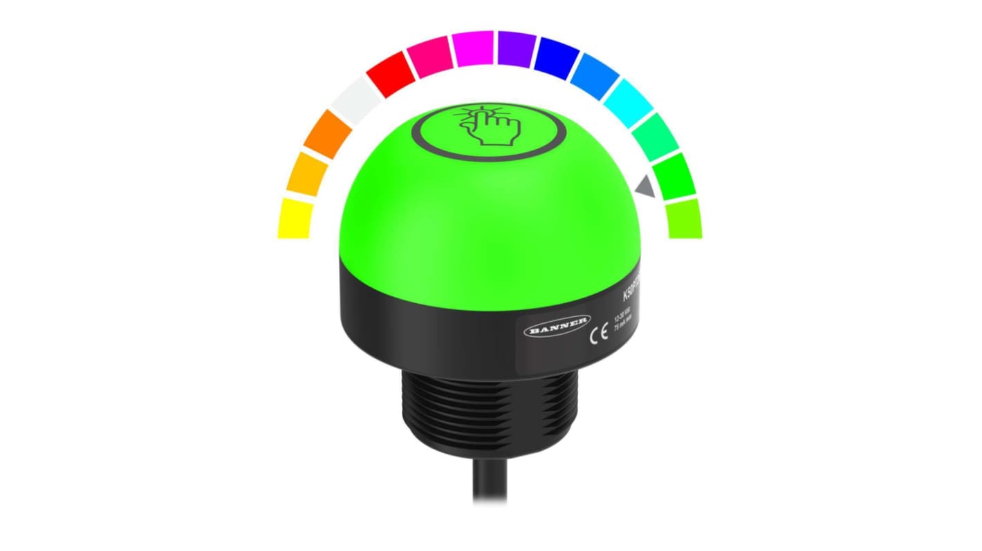 Banner Blue, Green, Red LED Indicator Lamp, 12 → 30V dc, 50mm Diameter