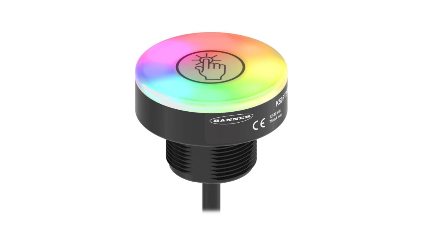 Banner LED指示灯泡, 蓝色， 绿色、 红色, Φ50mm, 18 → 30V 直流
