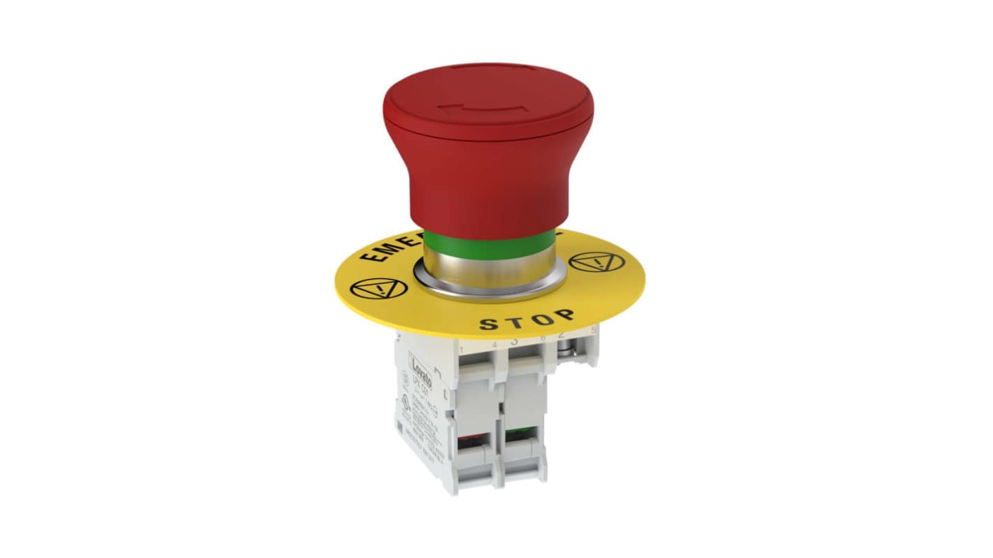 Banner SSA-EBM Series Twist Release Emergency Stop Push Button, Panel Mount, 22mm Cutout, 1NO, SPST, IP65