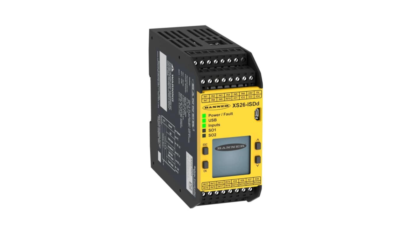 Banner XS26 Series Safety Controller, 26 Safety Inputs, 24 V dc