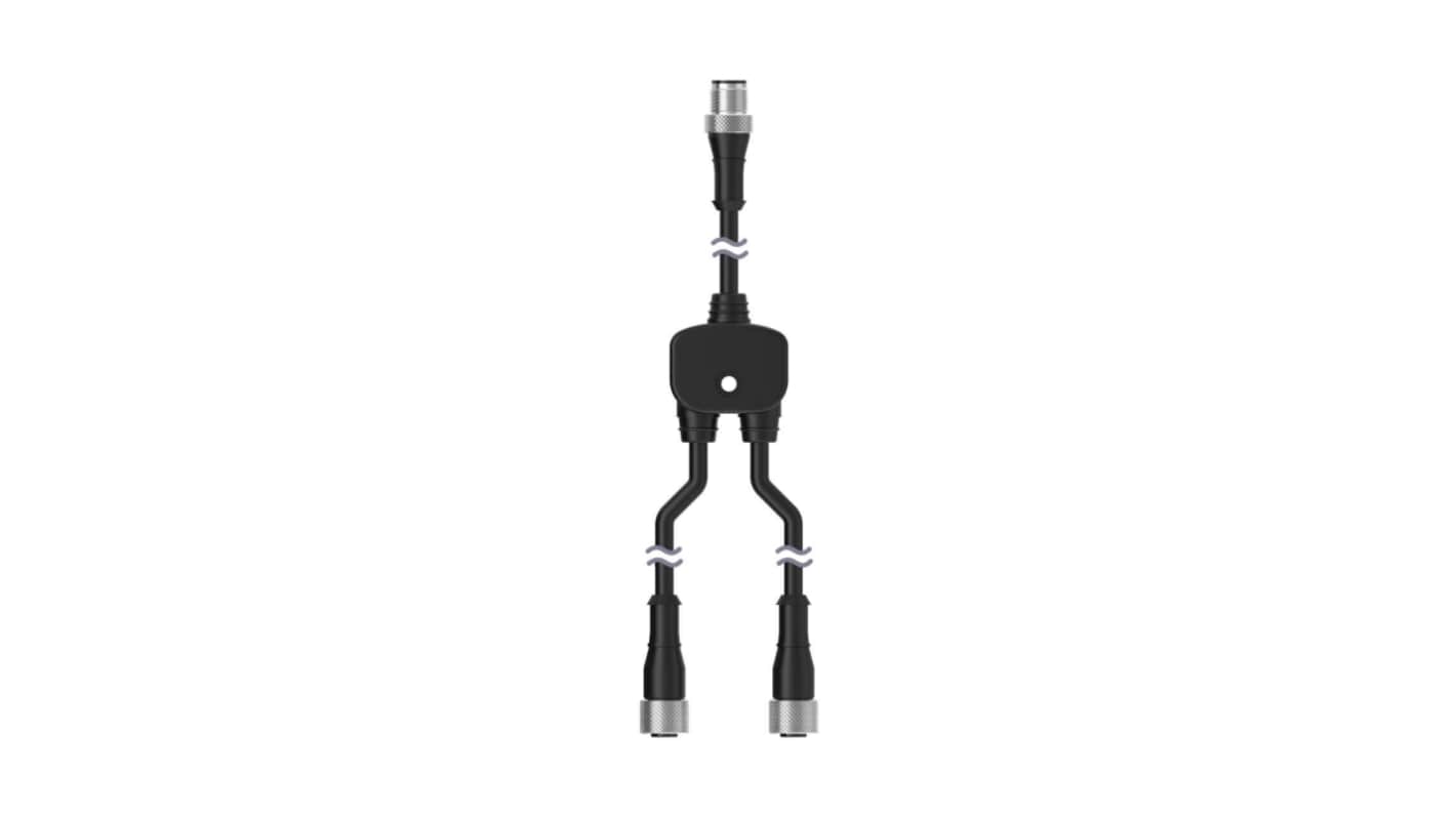 Banner Straight Male 4 way Straight Female 4 way M12 Sensor Actuator Cable, 2.4m