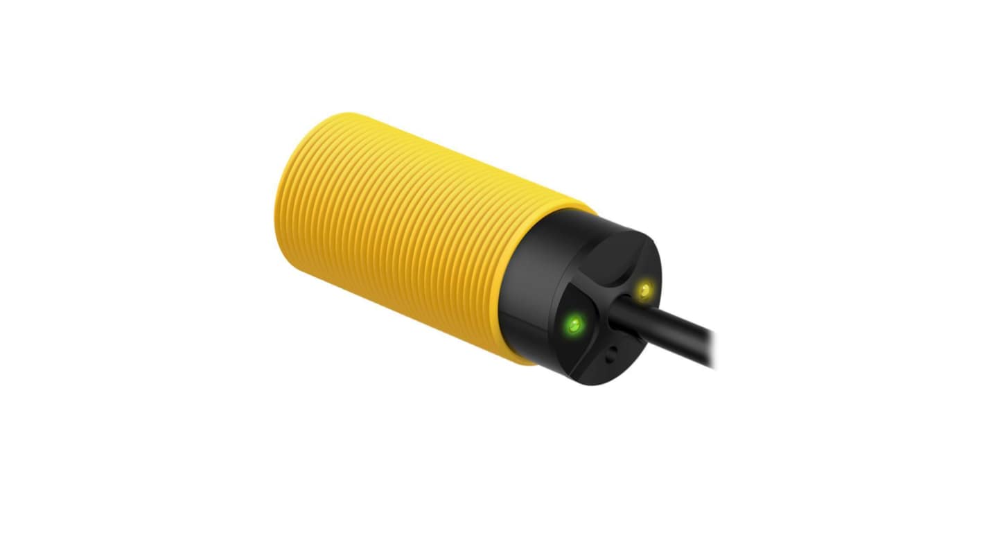 Banner Visible Red LED Photoelectric Sensor, Barrel Sensor, 6 m Detection Range
