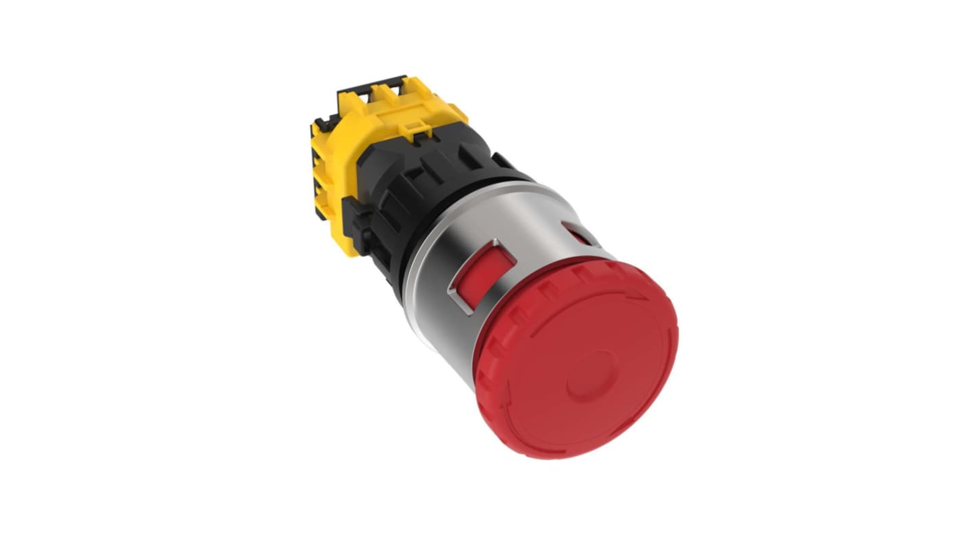 Seta de emergencia Banner serie SSA-EB, iluminado, 2 NC y 1 NO, montaje en panel, Ø de montaje 30mm, IP65