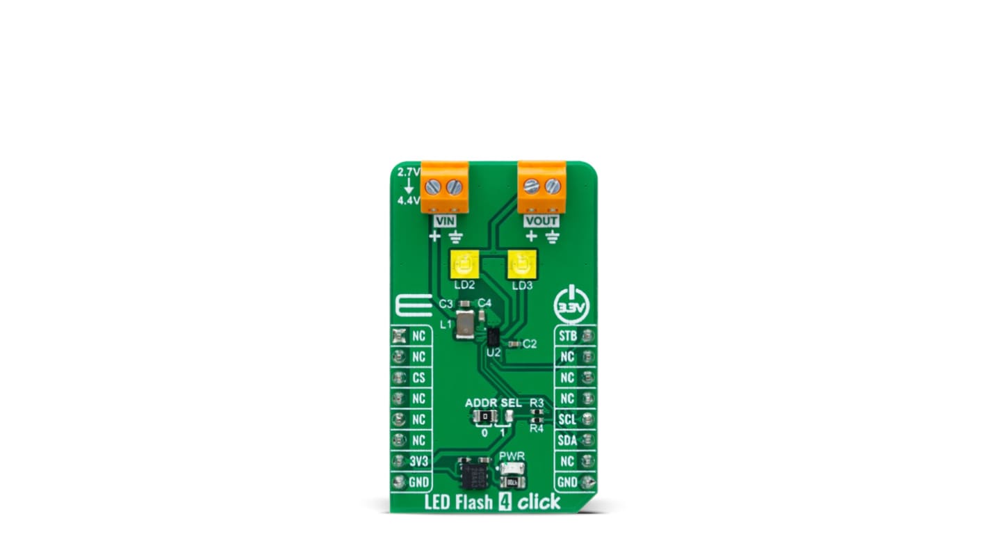 MikroElektronika LED 驱动器LED驱动器, High Current LED Driver From Ams OSRAM, 用于需要精确控制 LED 亮度和延长电池寿命的应用，如便携式手电筒和相机闪光灯