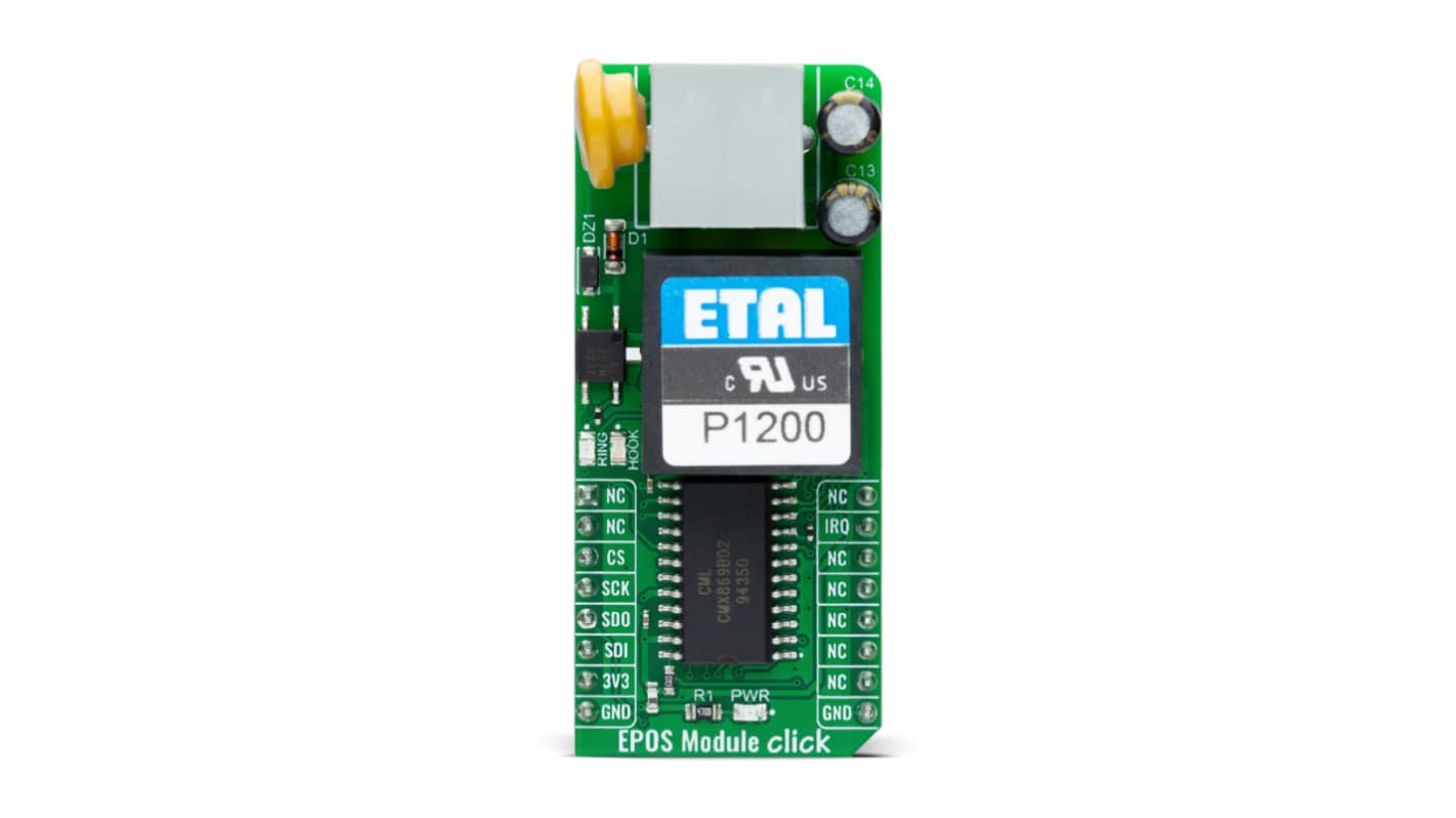 MikroElektronika 无线通信板 无线模块, SPI, 868MHz, CMX869B芯片, 用于工业控制、EPOS 终端、远程公用事业电表读数、安全系统、电话遥测系统