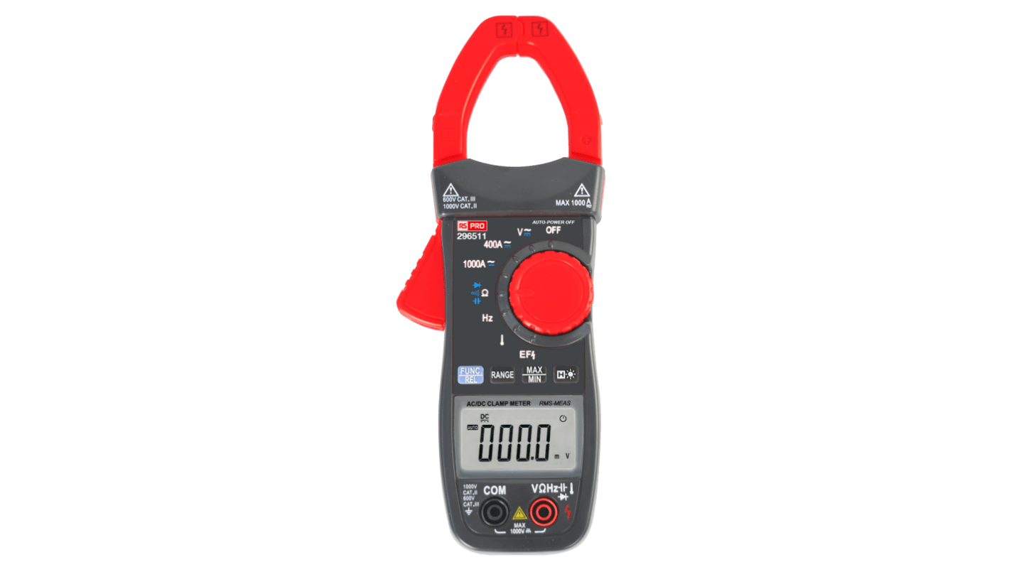 RS PRO Clamp Meter, 1000A dc, Max Current 1000A ac CAT II 1000V With UKAS Calibration