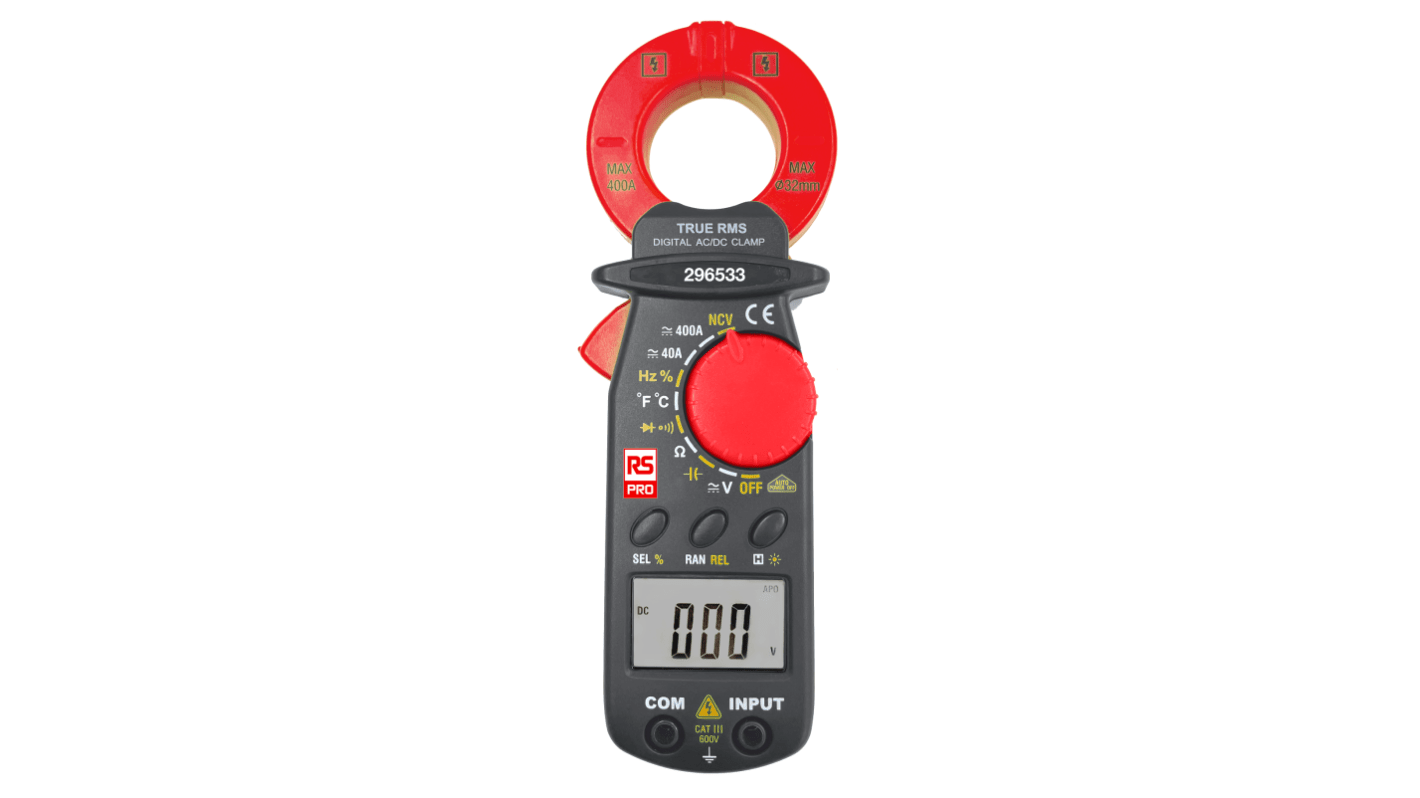 RS PRO Clamp Meters, 400A dc, Max Current 400A ac CAT III 600V With RS Calibration
