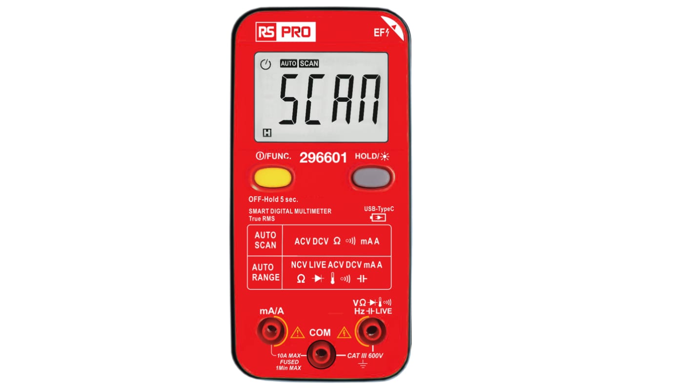 RS PRO Digital, LCD Digital Multimeter, 10A ac Max, 10A dc Max, 600V ac Max