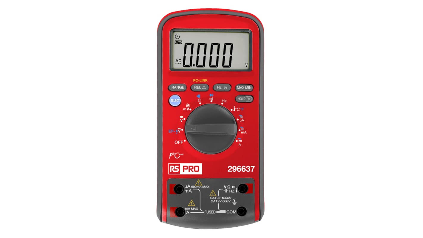 RS PRO Digital Digital Multimeter, 10A ac Max, 10A dc Max, 1000V ac Max