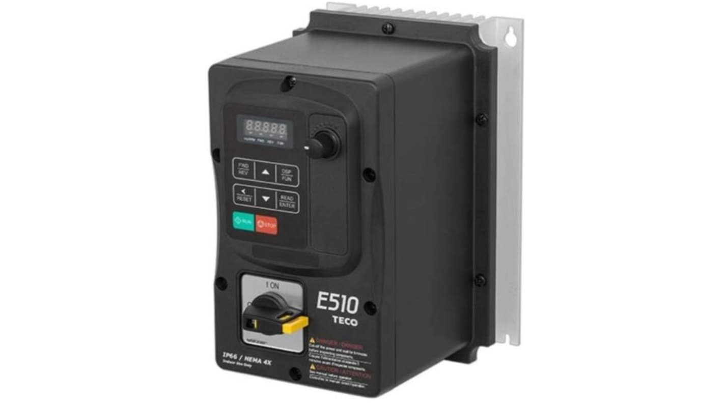 TECO Westinghouse Inverter Drive, 0.4 kW, 1 Phase, 230 V, 3.1 A, E510 Series