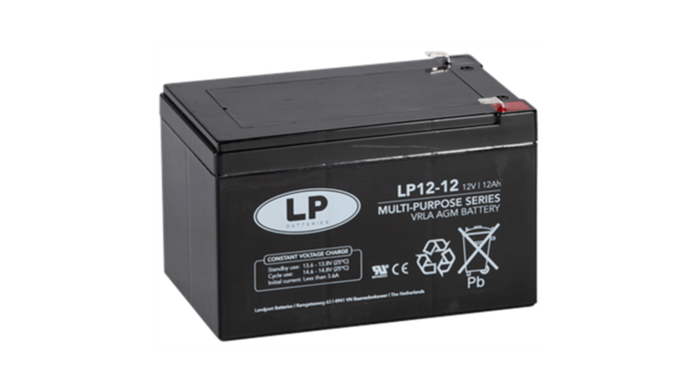 Landport Batteries 12V12AH密封铅酸电池, VRLA AGM结构, T2接端