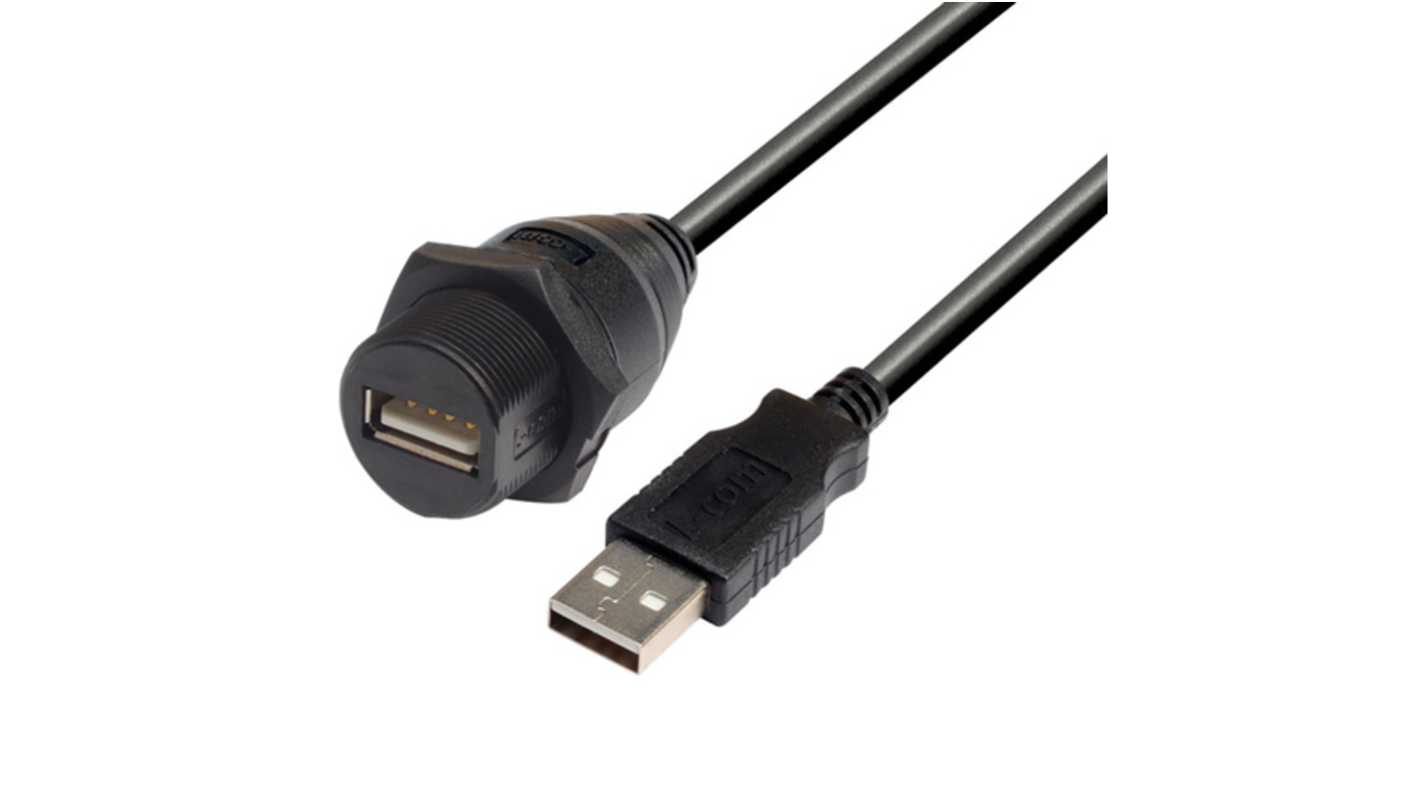 L-Com USB 2.0, Male USB A to Male USB A, 500mm