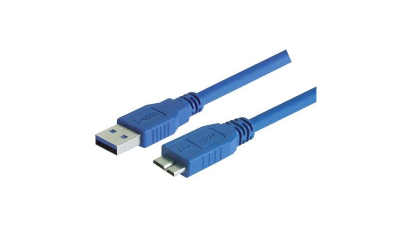 L-Com USB 3.0, Male USB to Male USB B, 1m