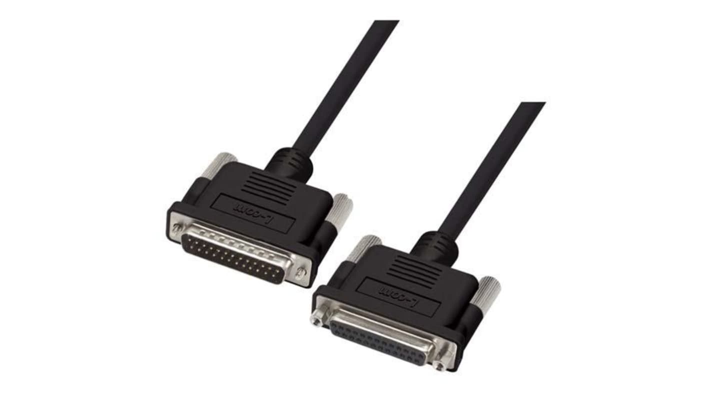 L-Com Male 25 Pin D-sub to Female 25 Pin D-sub Cable assembly, 5ft PVC