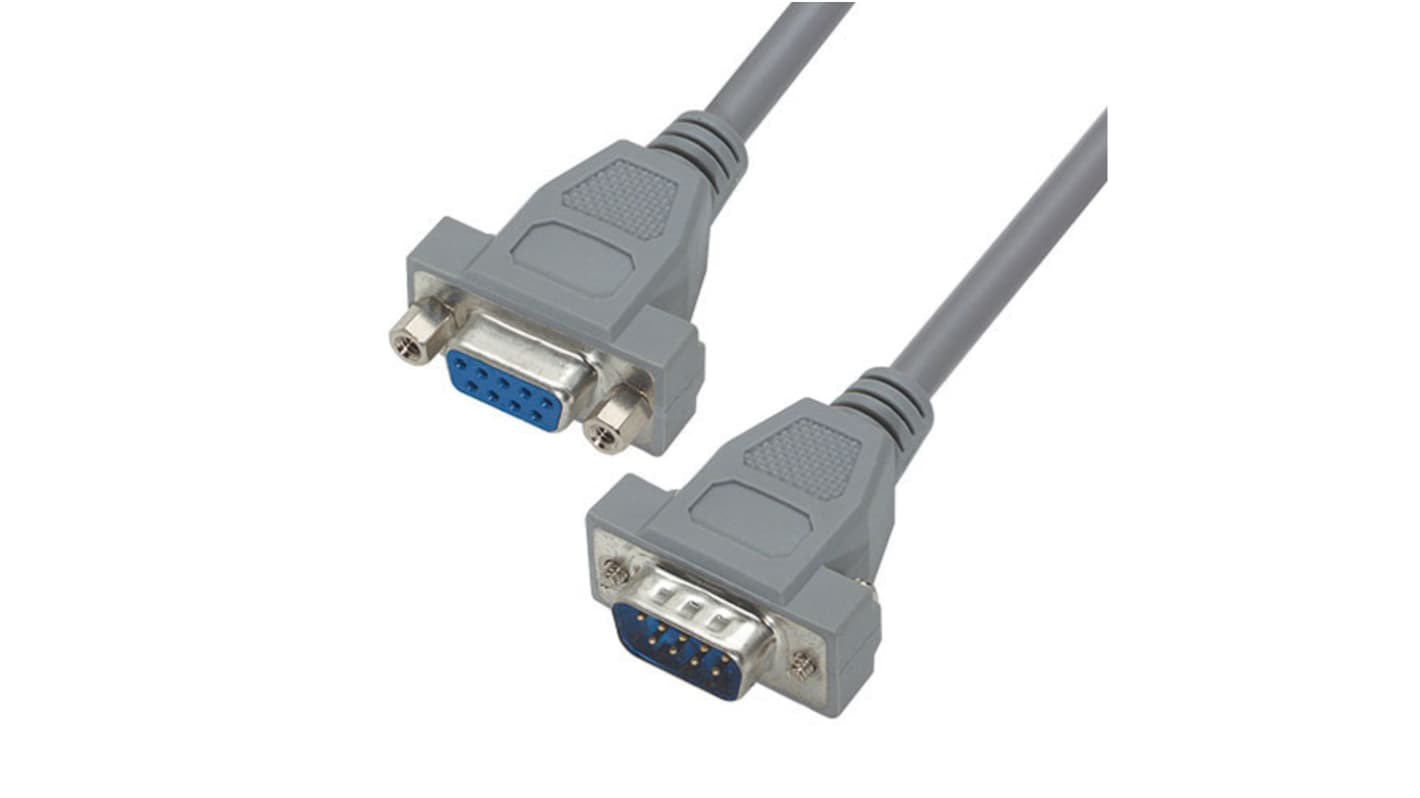 L-Com Male 9 Pin D-sub to Female 9 Pin D-sub Cable assembly, 15ft PVC