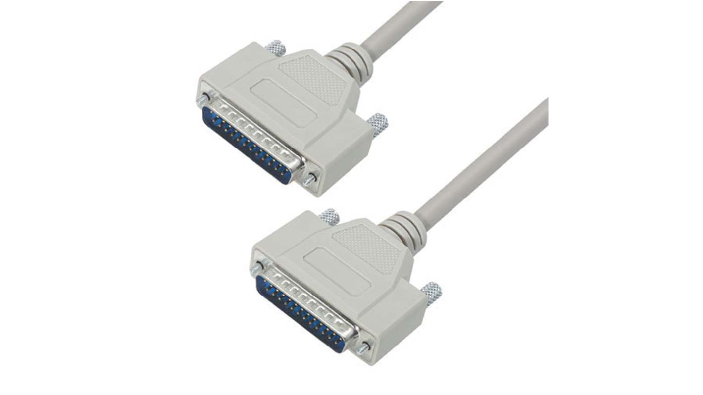 L-Com Male 25 Pin D-sub to Male 25 Pin D-sub Cable assembly, 25ft PVC