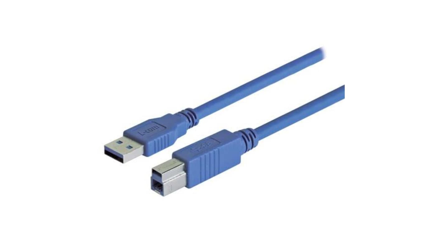 L-Com USB 3.0, Male USB to Male USB B, 1m