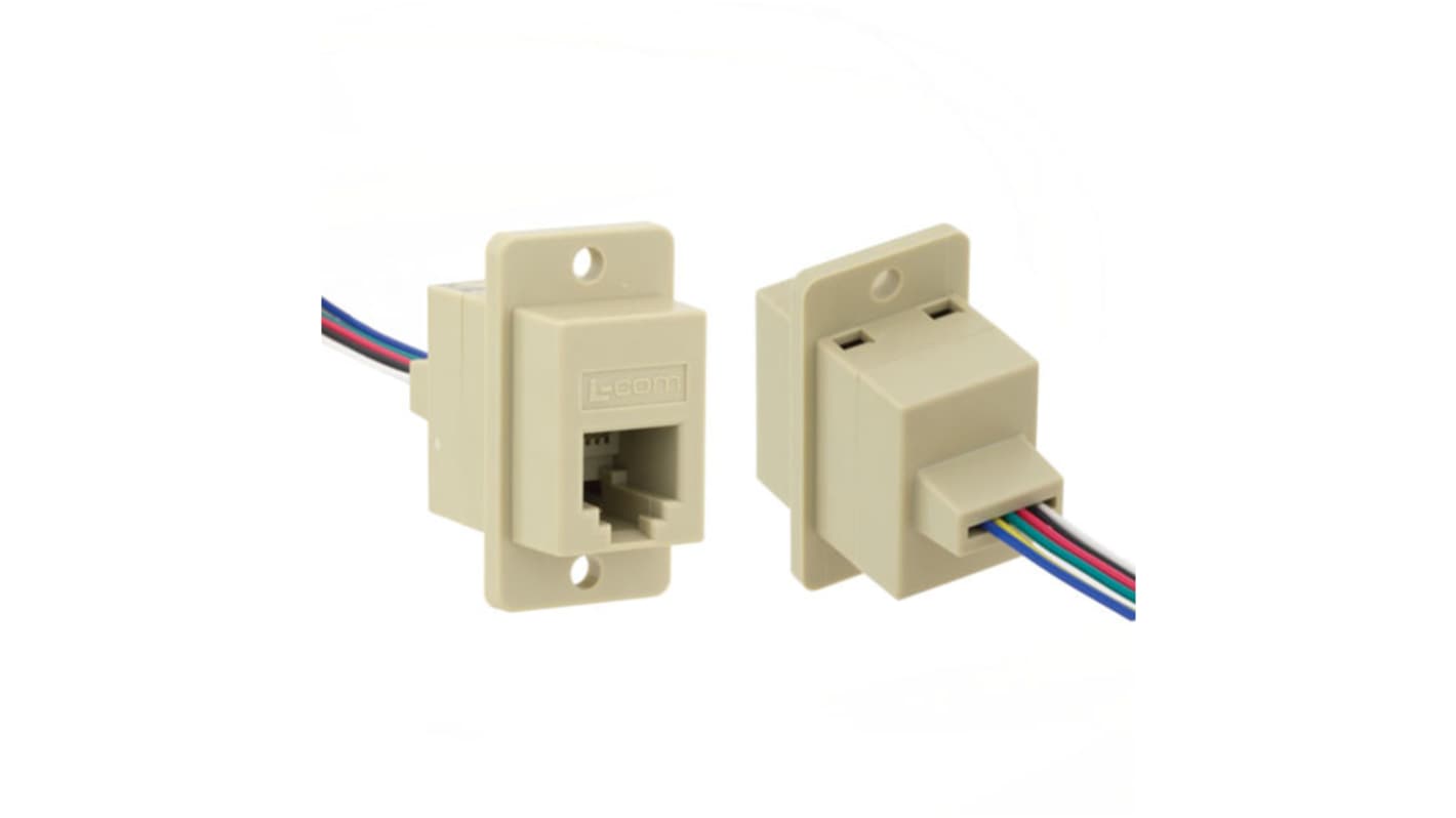 L-Com RJ konnektor, Cat3, 1-Porte 254mm