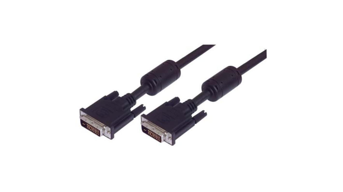 L-Com, Male DVI to Male DVI  Cable, 10ftBlack sheathAluminium Foil, Braid shielding