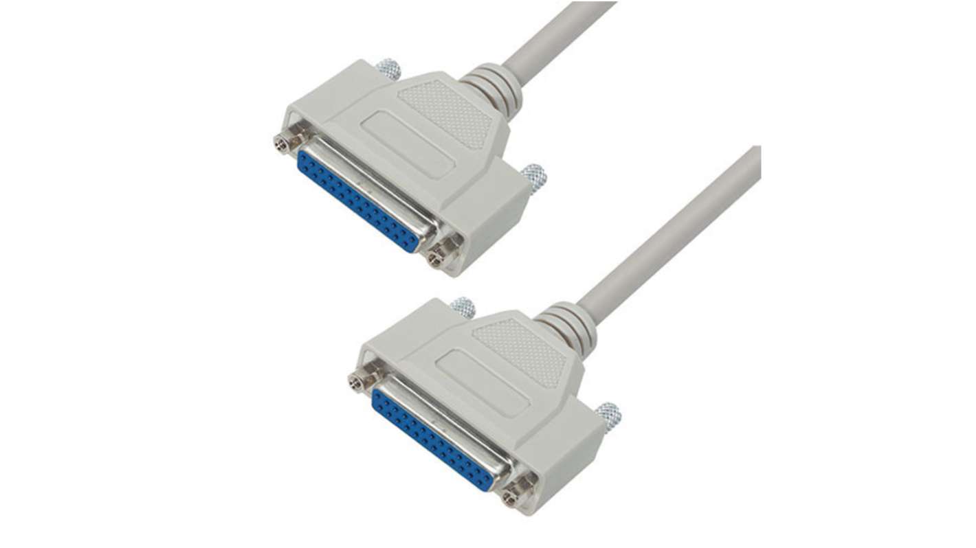 L-Com Male 25 Pin D-sub to Female 25 Pin D-sub Cable assembly, 15ft PVC