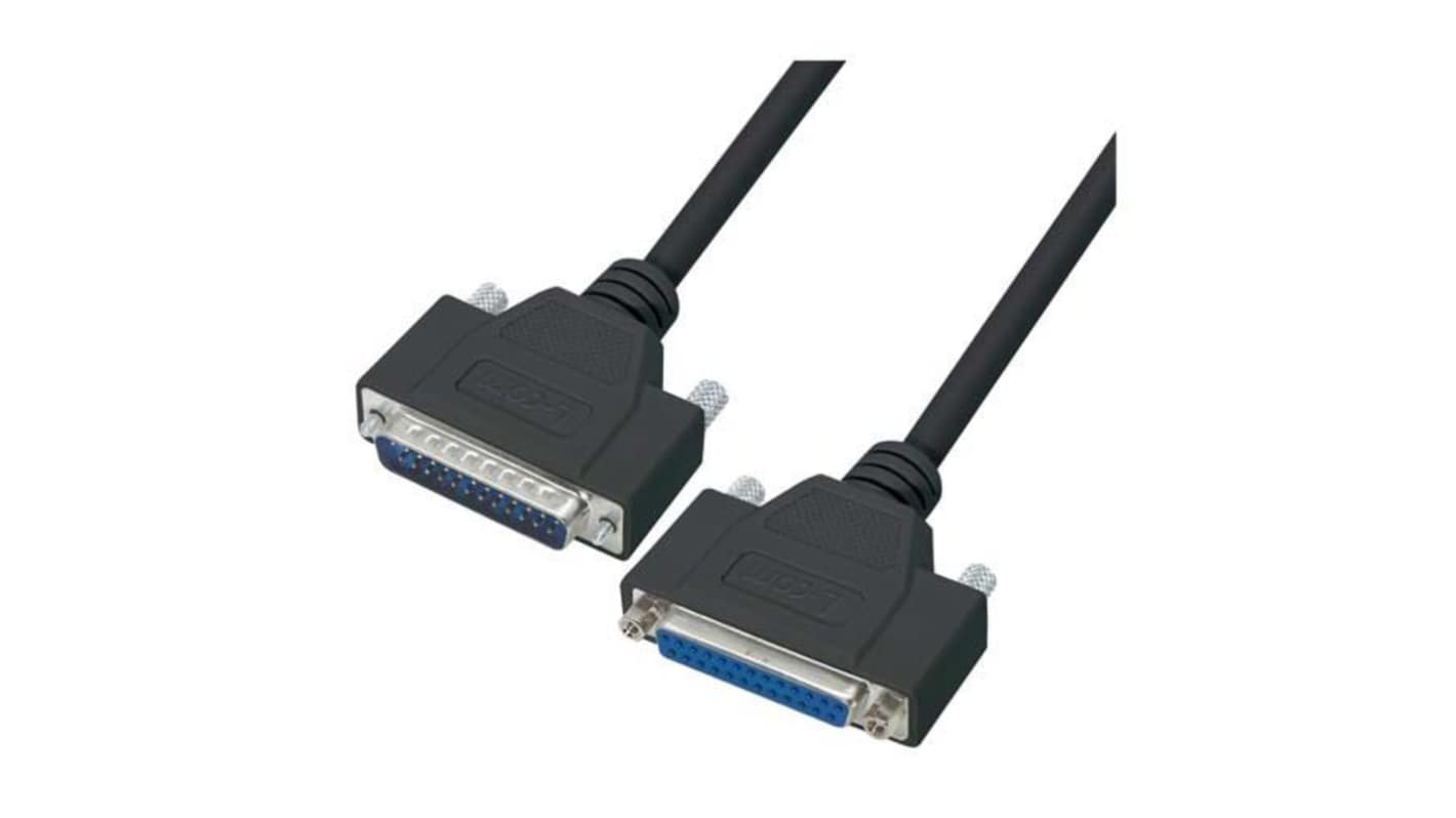 L-Com Male 25 Pin D-sub to Female 25 Pin D-sub Cable assembly, 10ft PVC