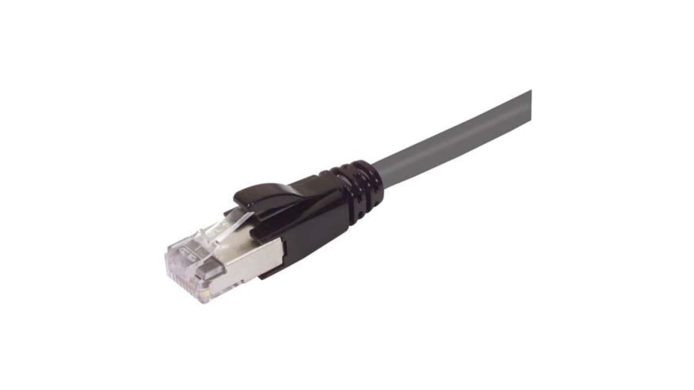 L-ComTRD, 7ft Cat6a, Grey RJ45 to Male RJ45 Male, Aluminium/Polyester Foil Shielded, Terminated PVC Sheath