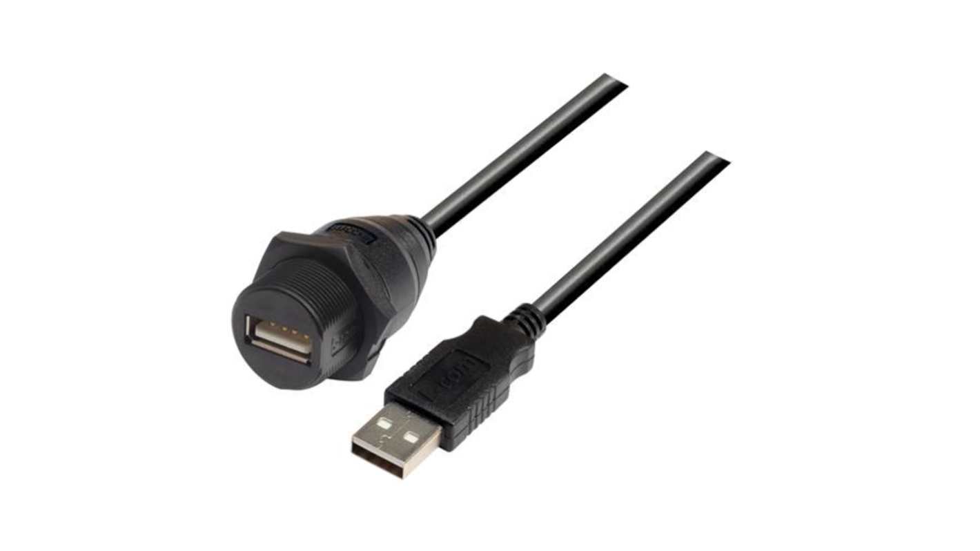 L-Com USB 2.0, Male USB to Male USB A, 1m