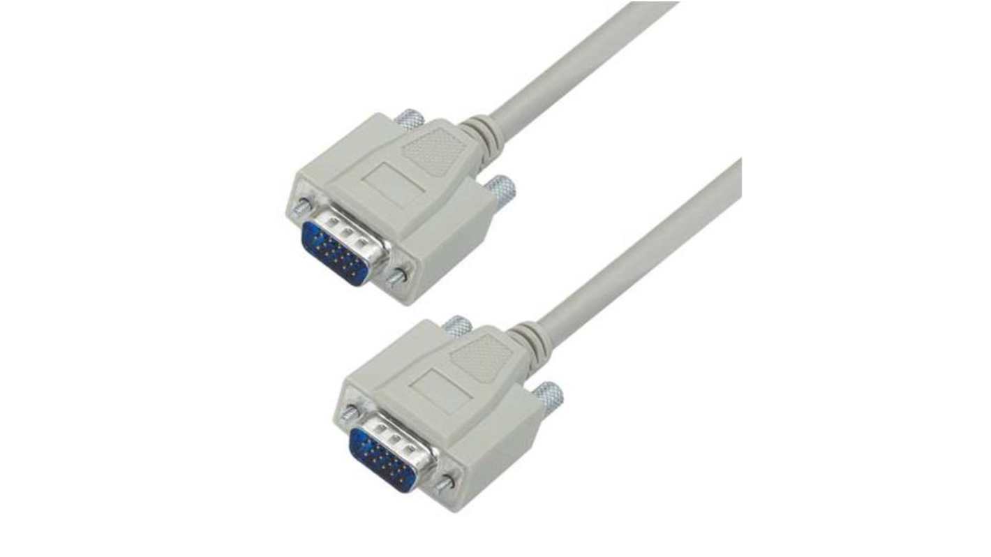 L-Com Male D-Sub to Male 15 Pin D-sub Cable assembly, 10ft PVC
