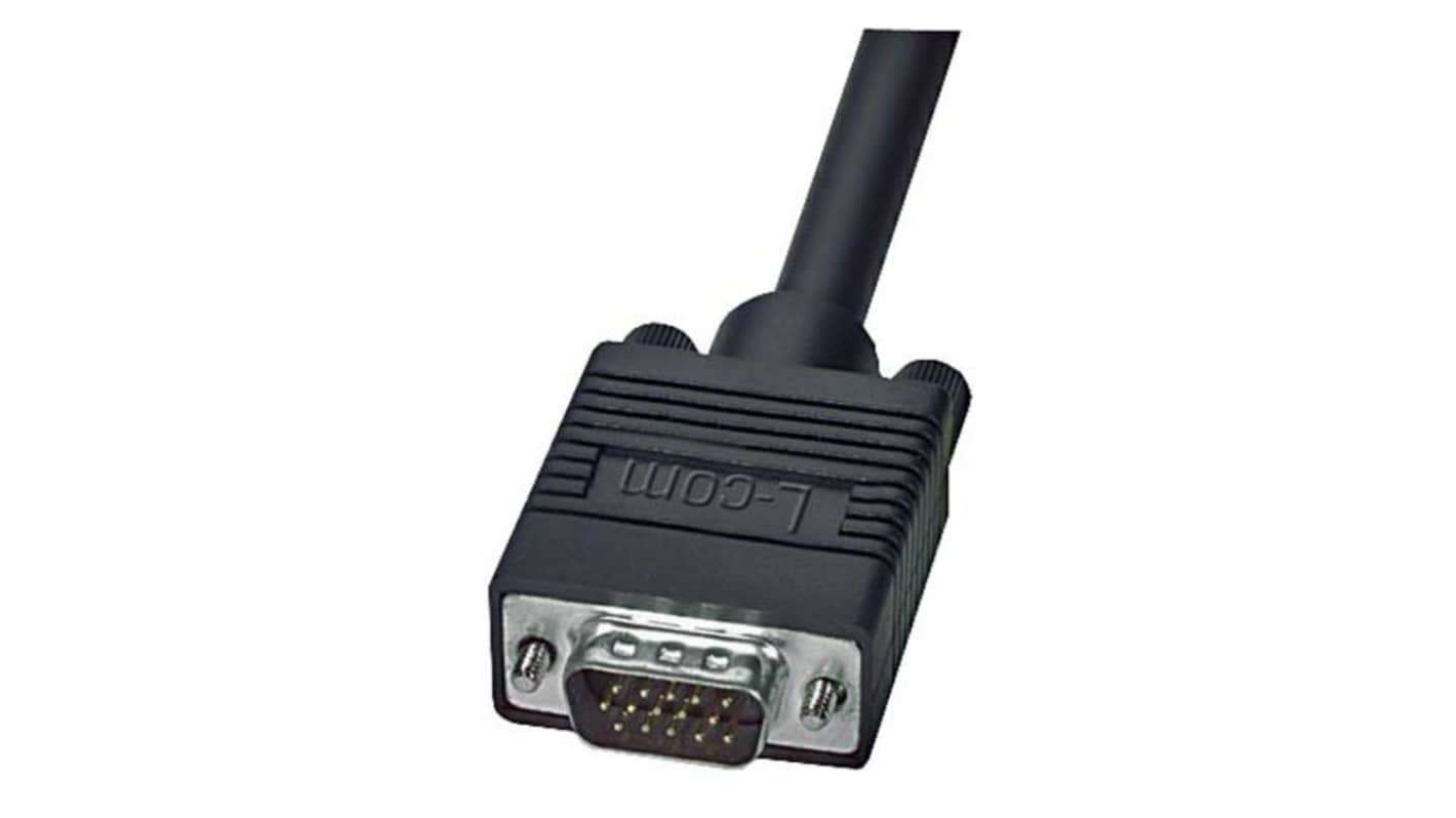 L-Com Male 15 Pin D-sub to Male 15 Pin D-sub SVGA Cable, 20ft Black