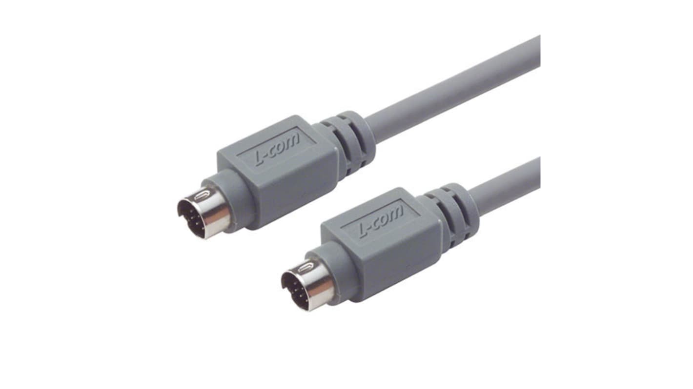 L-Com Male 8 Pin DIN to Male 8 Pin DIN Grey DIN Cable 3ft