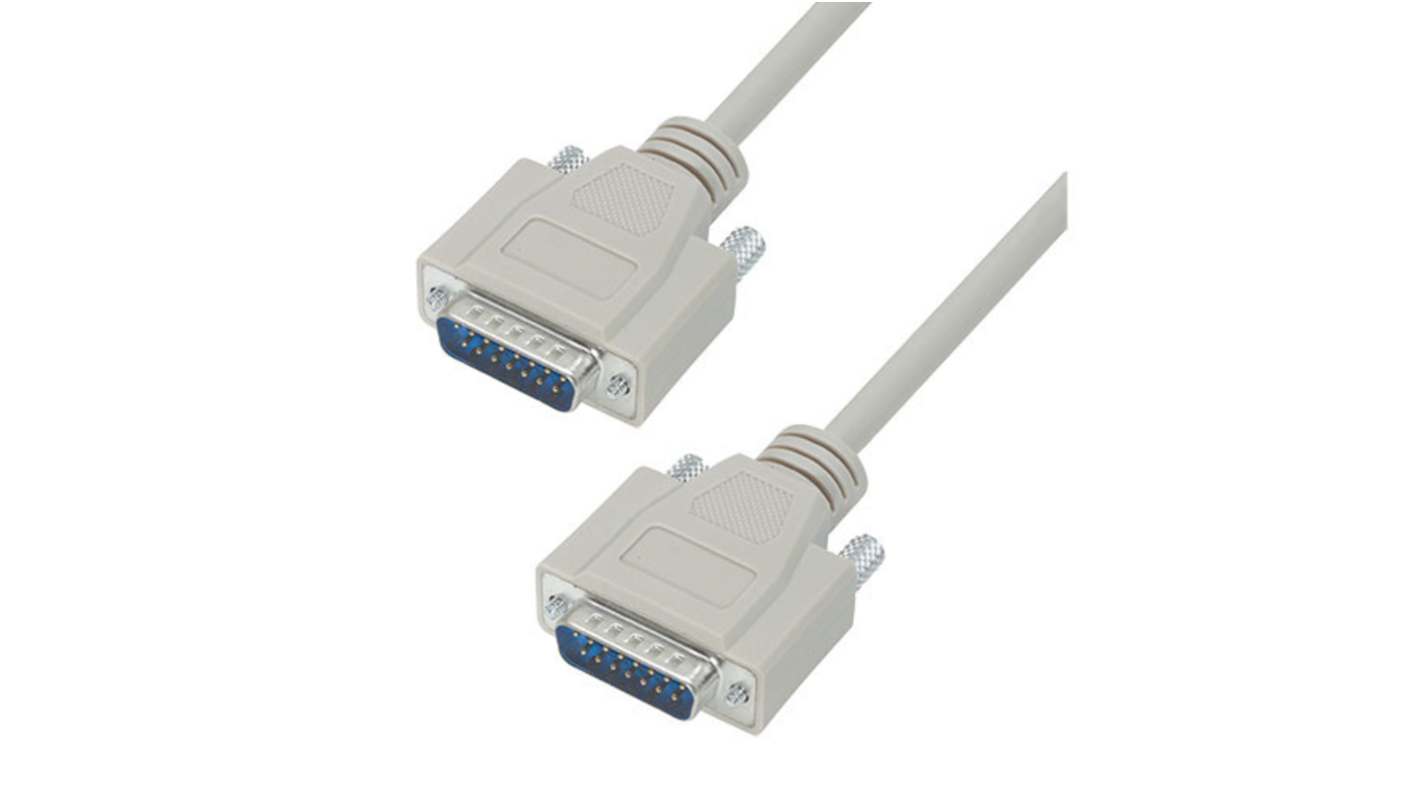 L-Com Male 15 Pin D-sub to Male 15 Pin D-sub Cable assembly, 10ft PVC