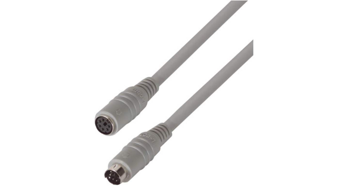L-Com Male 6 Pin Header to Female 6 Pin Header Grey DIN Cable 6ft