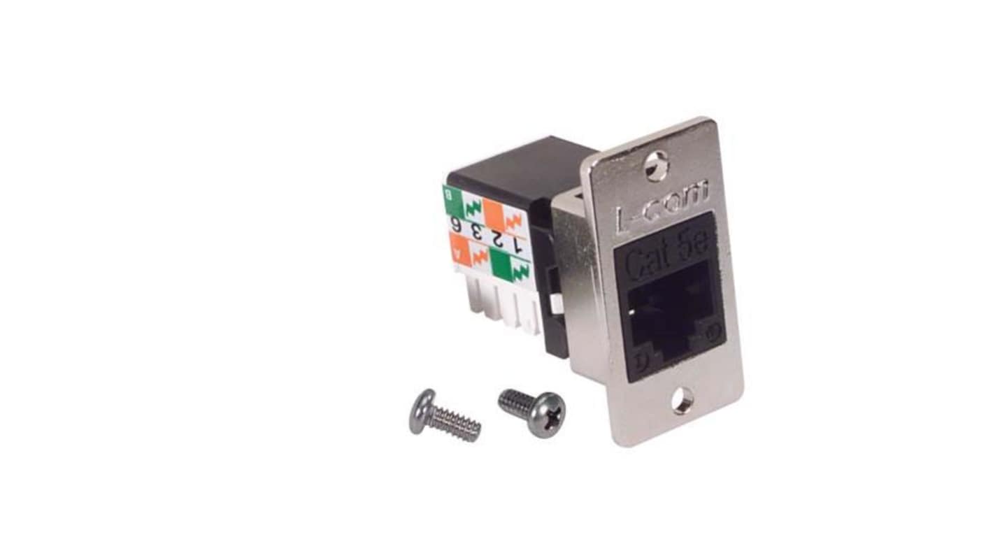 L-Com ECF Series Female RJ Connector, Flange Mount, Cat5e Straight 1 Port 1 -Way