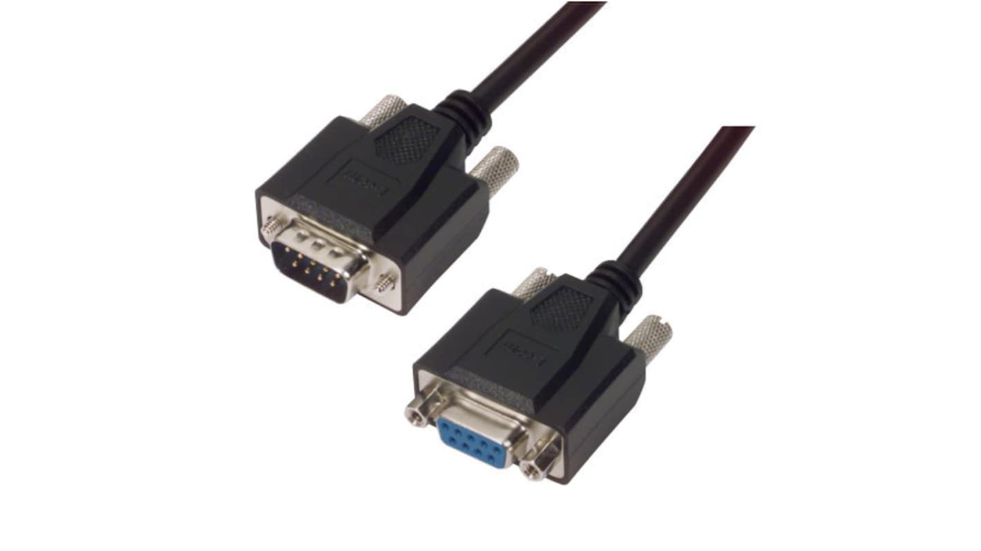 L-Com Male DB9 to Female DB9 Cable assembly, 25ft PVC