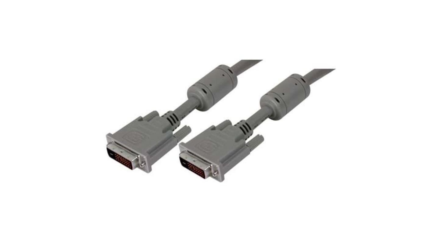 L-Com, Male DVI to Male DVI  Cable, 10ftGrey sheathAluminium Foil, Braid shielding