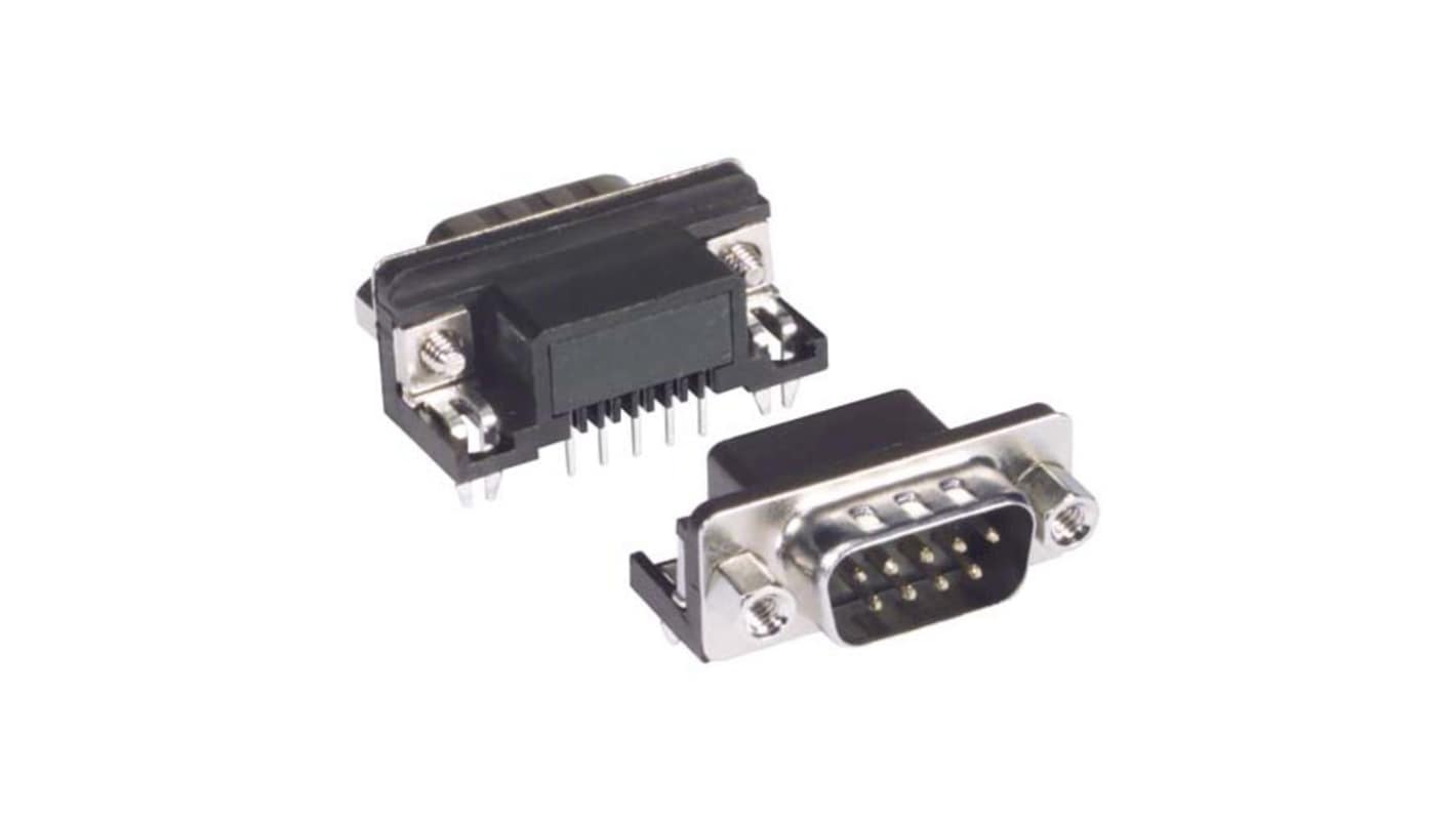 L-Com SD9 9 Way Right Angle Screw D-sub Connector Plug, 2.77mm Pitch, with Jack Screw
