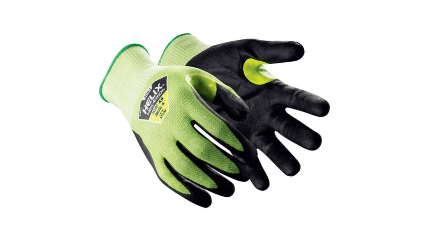 uvex Helix 3062 Hi-Viz Yellow HPPE, Metal Fiber Blend Abrasion Resistant, Cut Resistant, Puncture Resistant Gloves,