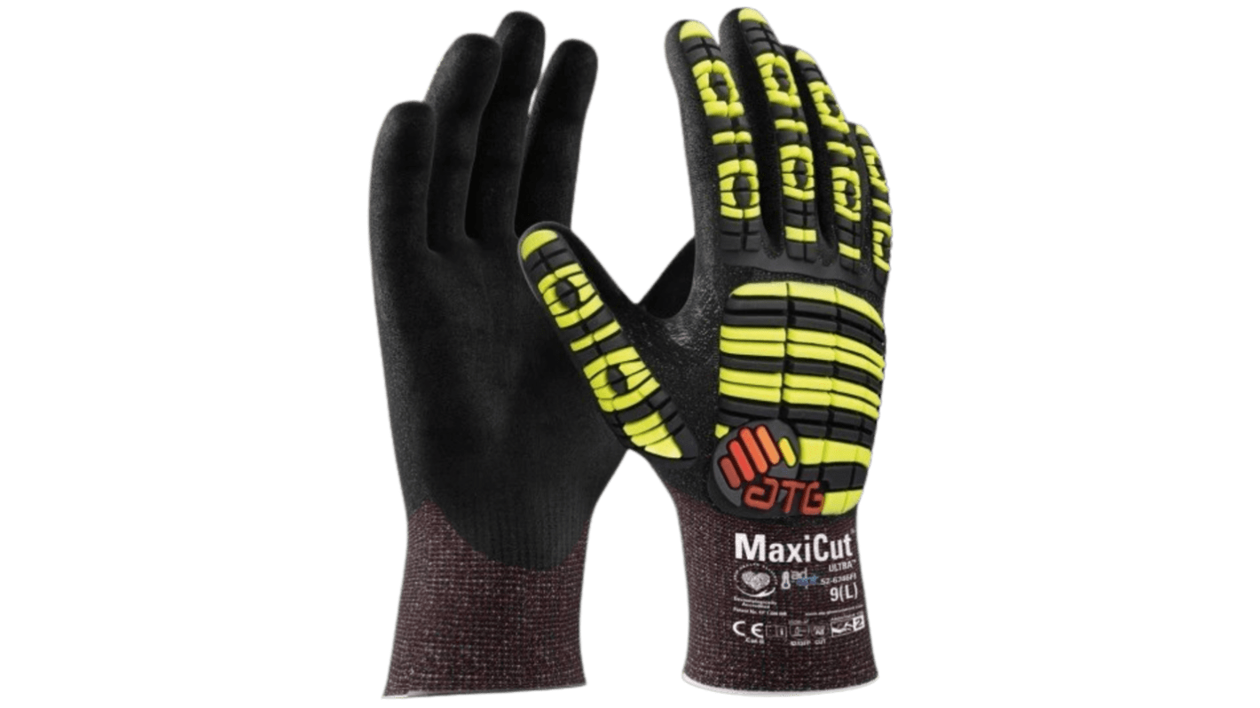 ATG MaxiCut Black Nylon, Polyester, Spandex, Tungsten, UHMWPE Abrasion Resistant, Cut Resistant, Puncture Resistant,