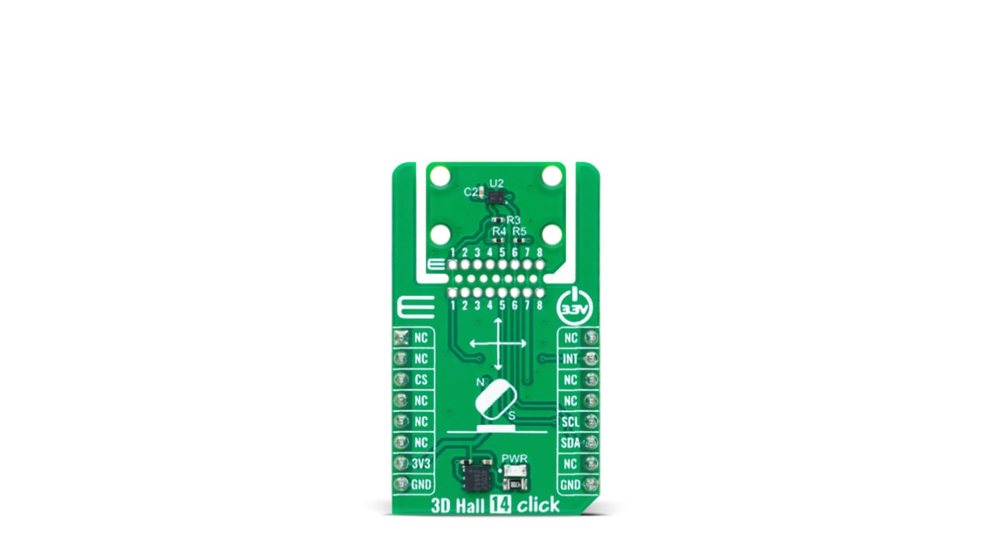 MikroElektronika 3D Hall 14 Click Sensor Board for Magnetometer Industrial Use