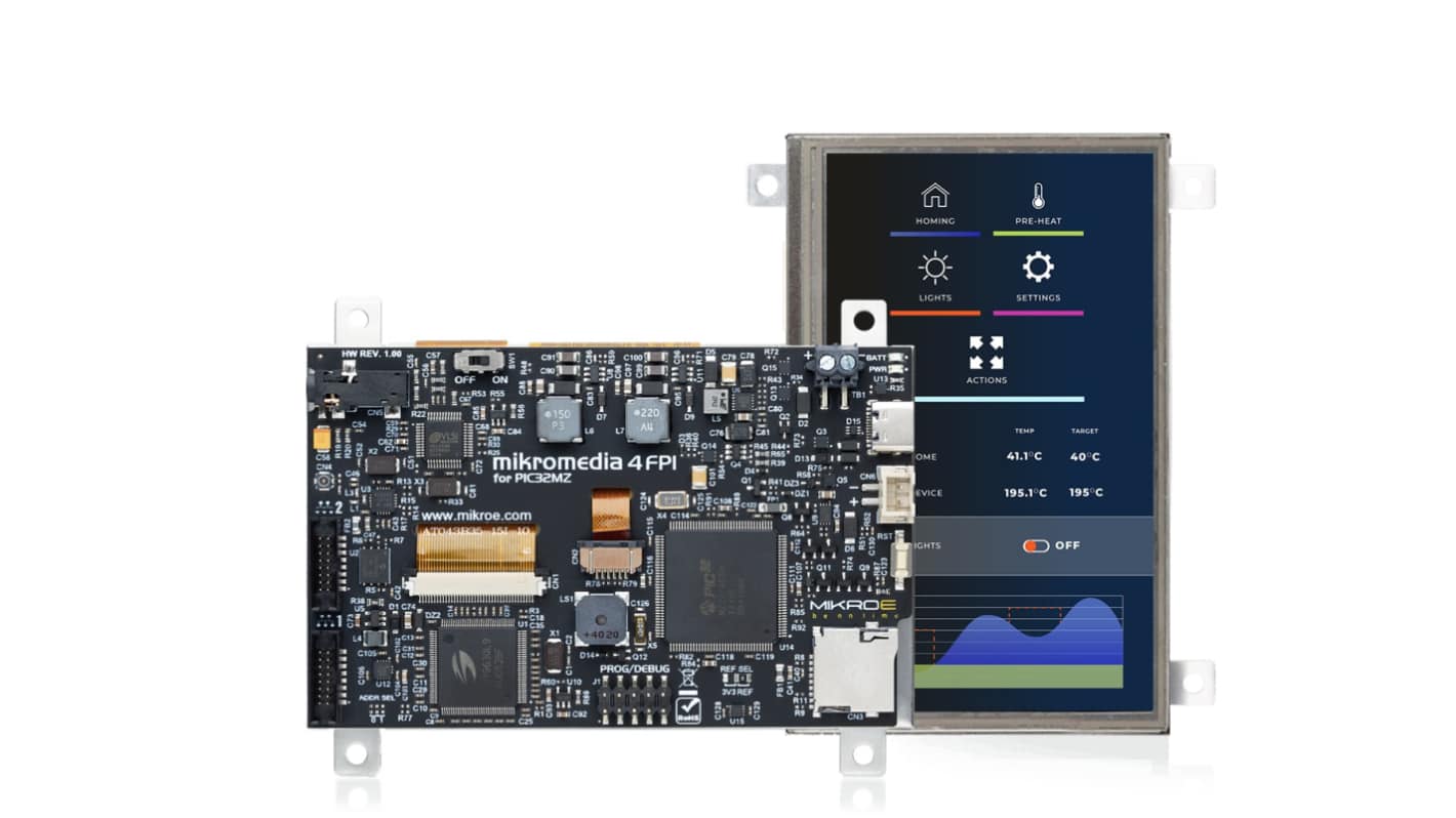 MikroElektronika MIKROE-6160, Mikromedia 4 PIC32MZ Resistive FPI frame 3.5in TFT Development Board for Industrial Use