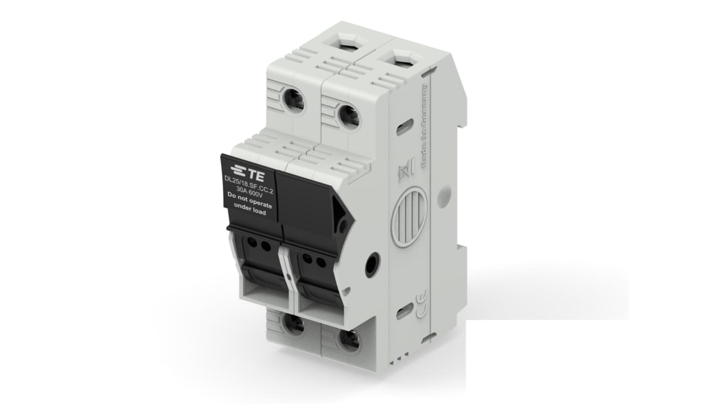 TE Connectivity 30A Fuse Holder for 10 x 38mm Fuse, 2P, 600V