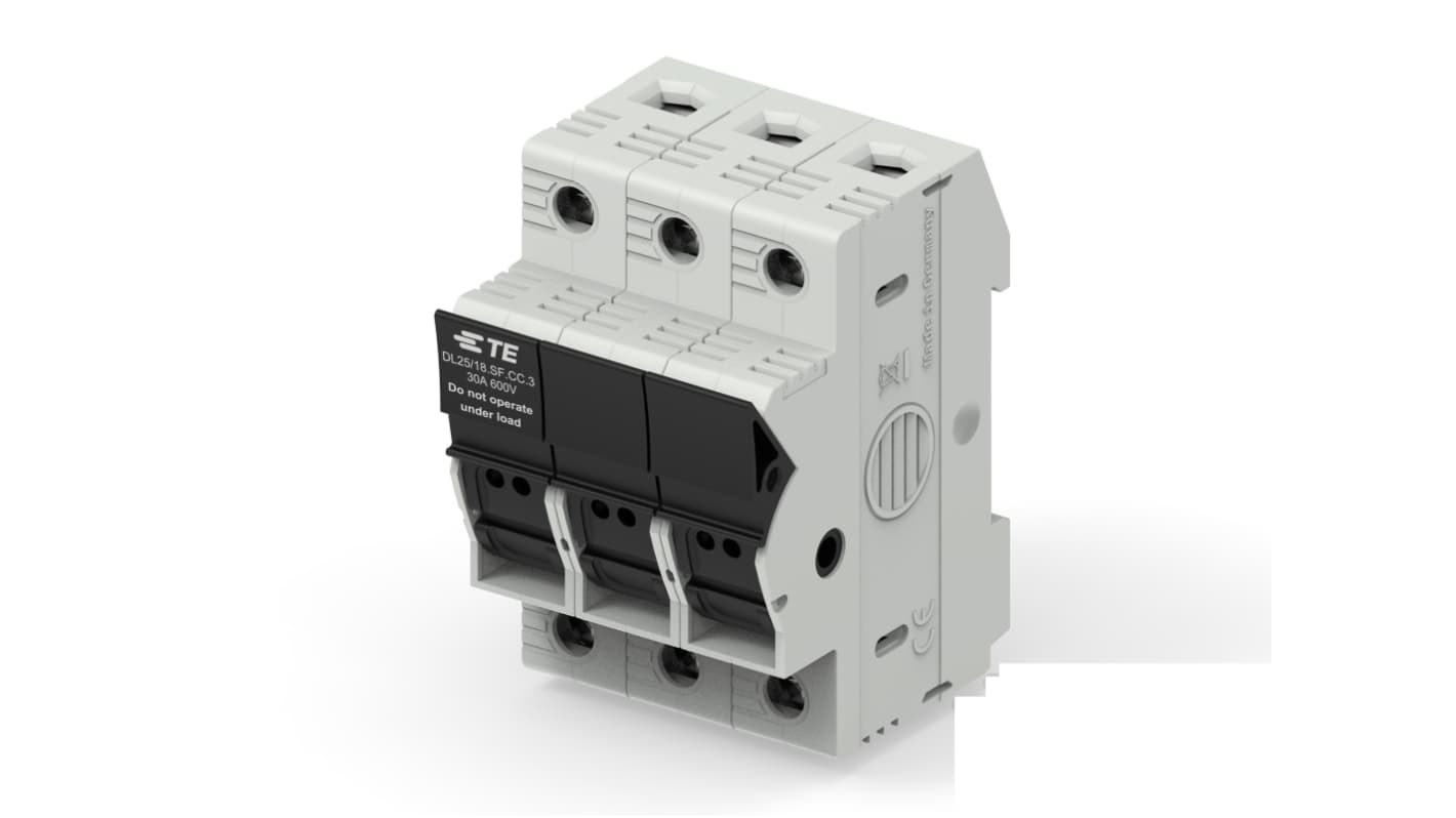 TE Connectivity 30A Fuse Holder for 10 x 38mm Fuse, 3P, 600V