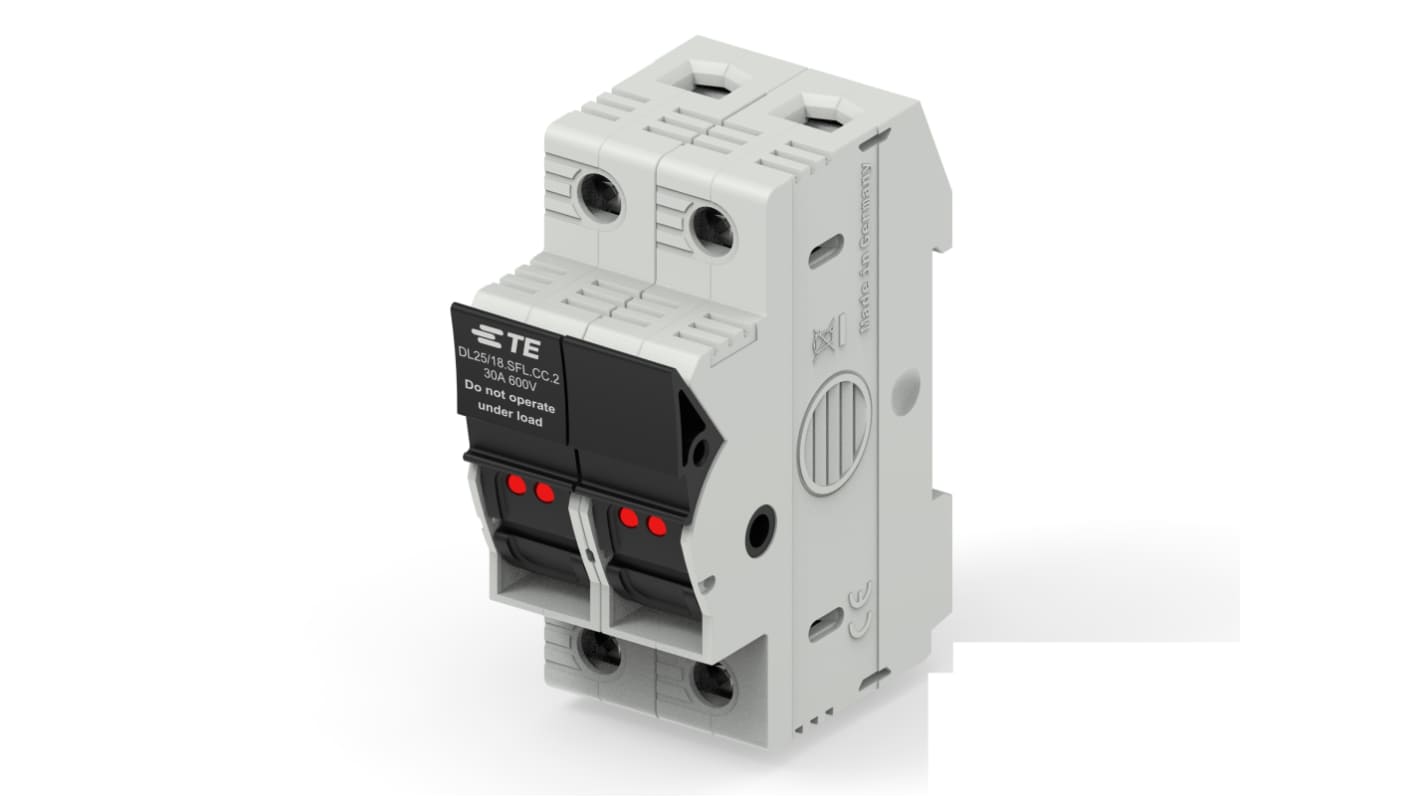 TE Connectivity 30A Fuse Holder for 10 x 38mm Fuse, 2P, 600V
