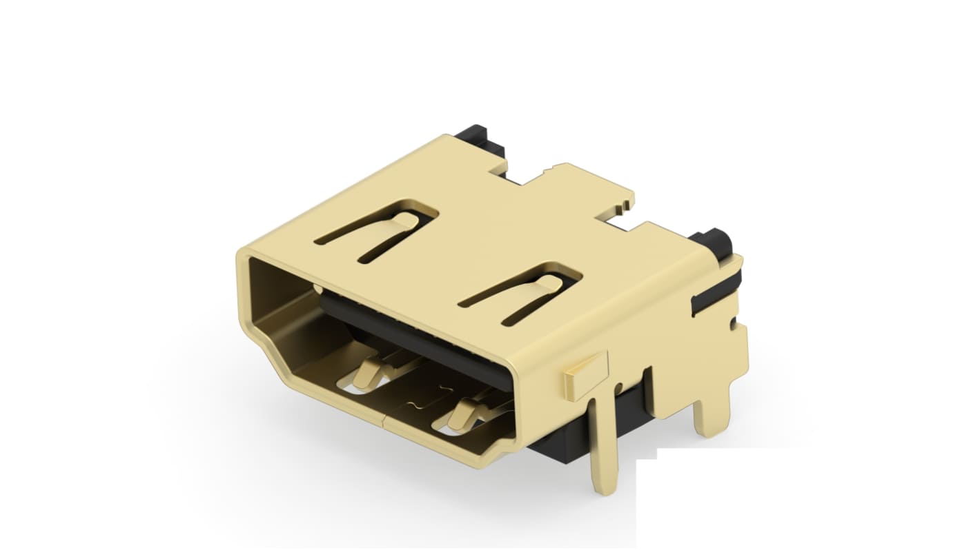 TE Connectivity 1.6 mm 19 Way Right Angle HDMI Connector
