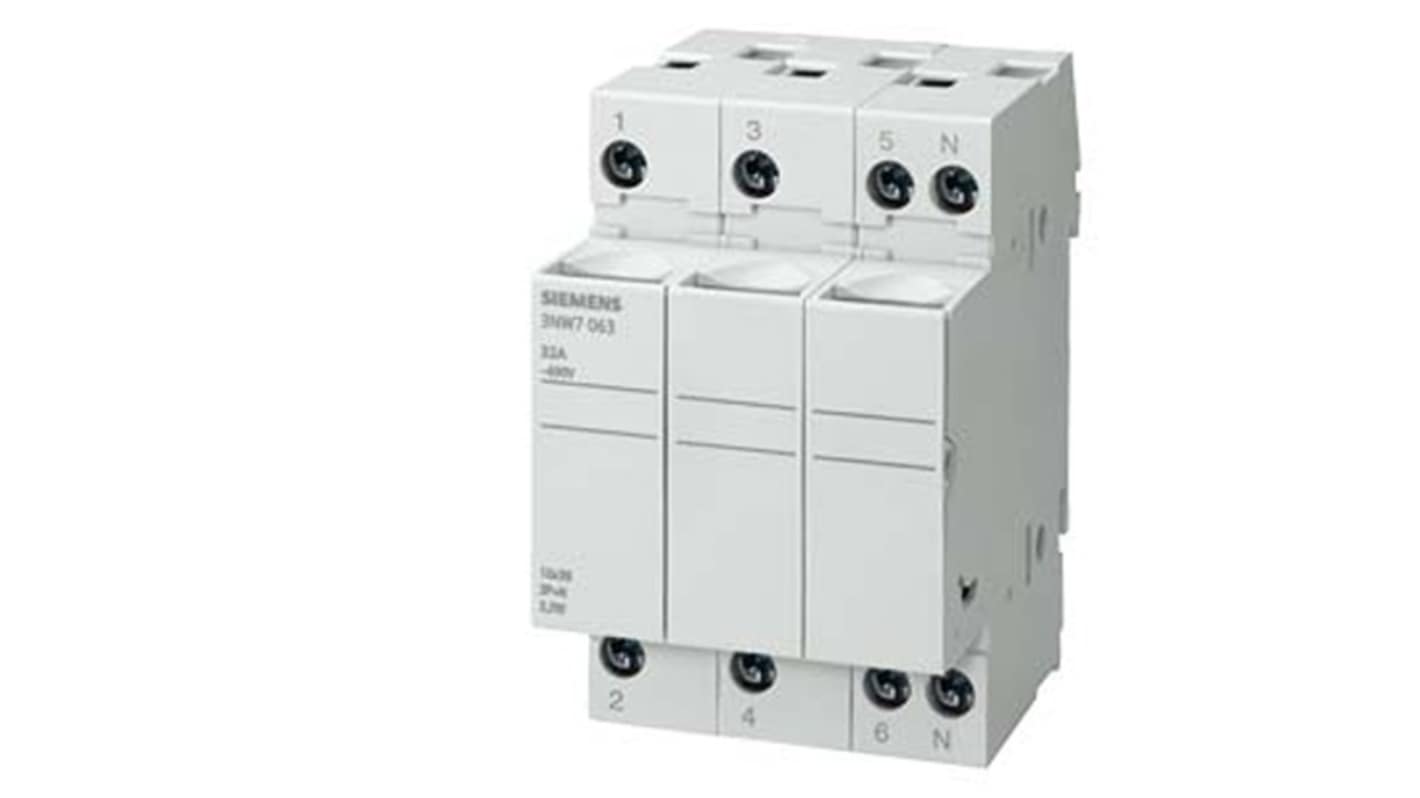 Siemens 32A Fuse Holder for 10 x 38mm Fuse, 3P+N, 690V