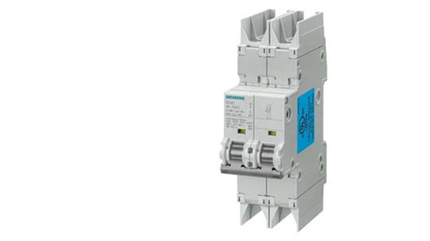 Siemens SENTRON 5SJ4201 MCB, 2P, 1A Curve C, 400V AC, 60V DC, 10 kA Breaking Capacity