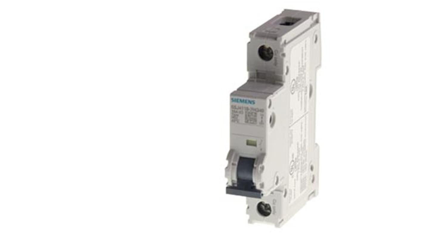 Siemens SENTRON 5SJ4111 MCB, 1P, 5A Curve D, 400V AC, 60V DC, 14 kA Breaking Capacity