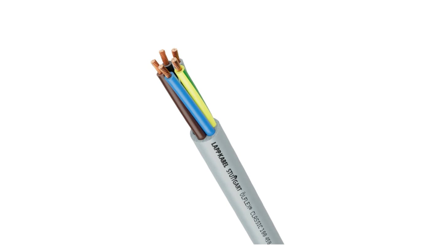 Lapp 3芯YY控制电缆, 6mm², 10 awg, 无屏蔽, 灰色聚氯乙烯 PVC护套