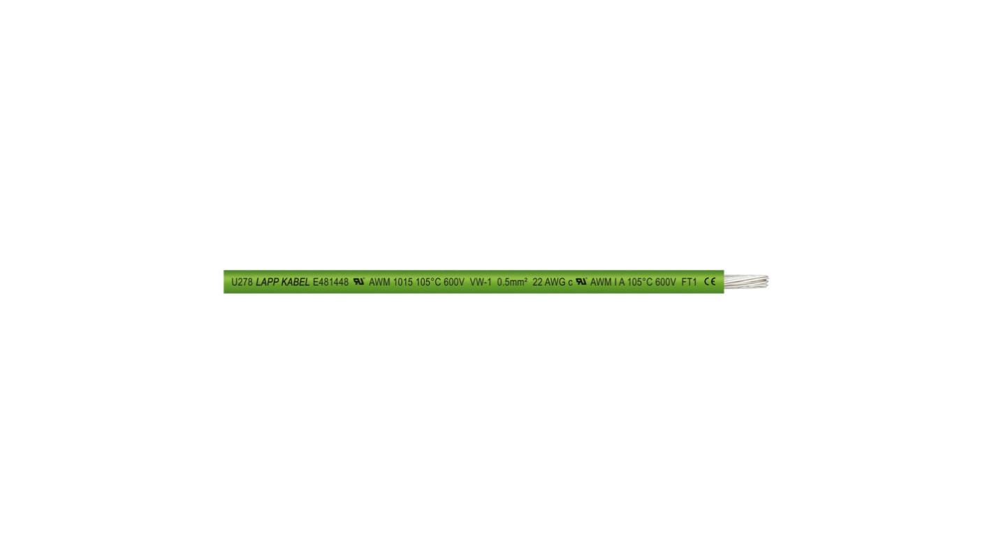 Lapp 绿色电线, 1.5 mm², 16AWG, PVC绝缘, FLEXI系列