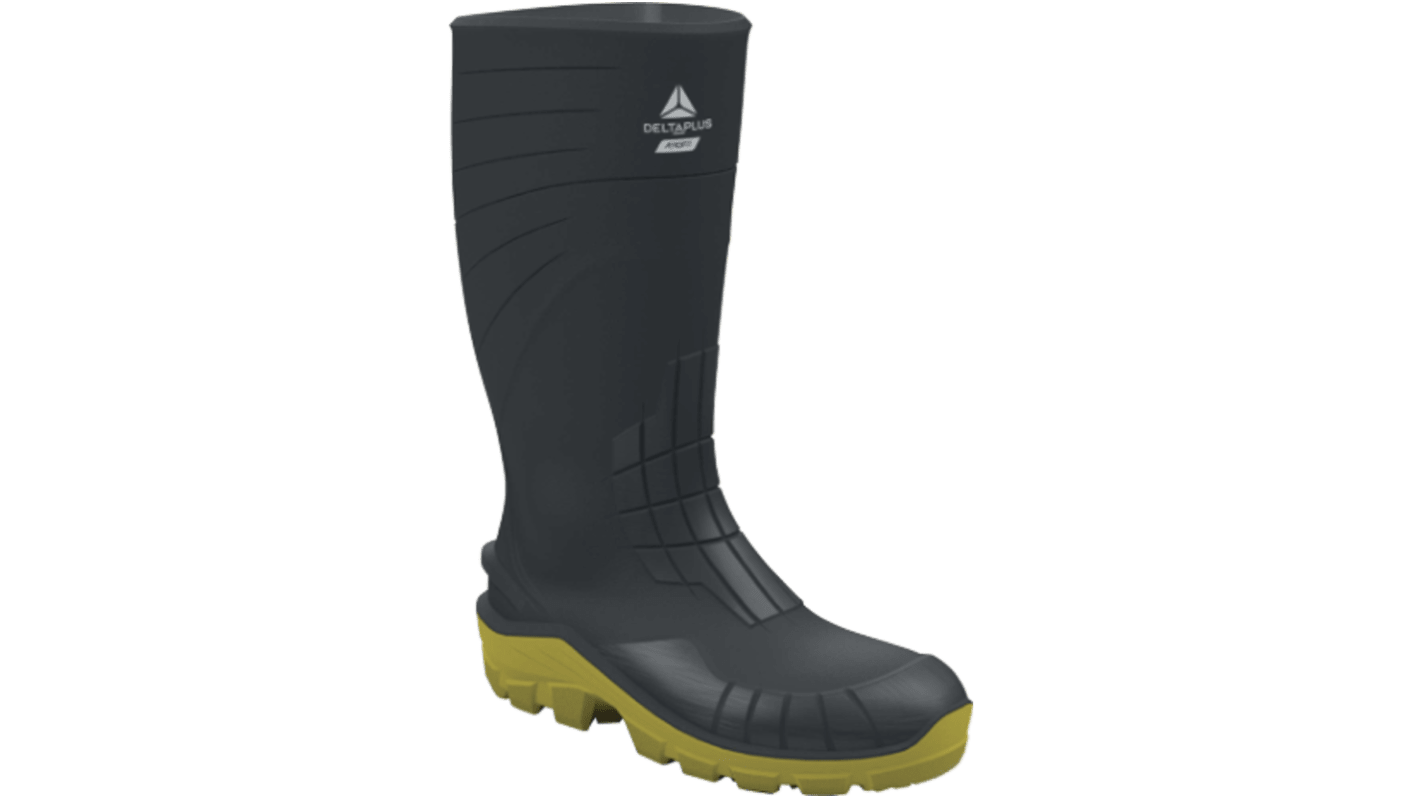 Delta Plus AEBUIS5GR Grey, Yellow Steel Toe Capped Unisex Safety Boots, UK 4, EU 37